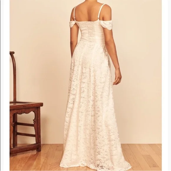 Reformation White Lace Negroni Bridal Maxi Dress Off White Size 2 - Picture 3 of 15